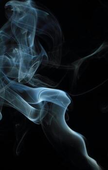 Abstract white smoke texture moves on black background Plume of smoke wave design wallpaper. Design element. Abstract texture photo