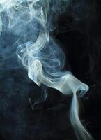 Abstract white smoke texture moves on black background Plume of smoke wave design wallpaper. Design element. Abstract texture photo