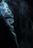 Abstract white smoke texture moves on black background Plume of smoke wave design wallpaper. Design element. Abstract texture photo
