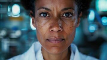 A close-up portrait of a middle-aged Malagasy female scientist photo