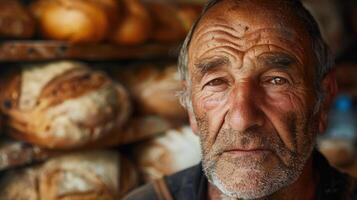 A close-up portrait of a middle-aged French male baker photo