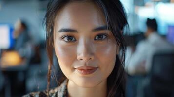 A close-up portrait of a young Batak female manager photo