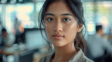 A close-up portrait of a young Batak female manager photo