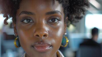 A close-up portrait of a young Afro-Colombian female manager photo
