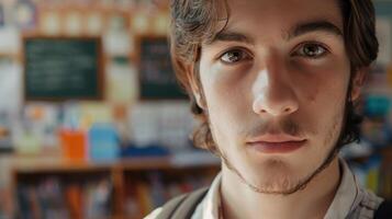 A close-up portrait of a young Austrian male teacher photo