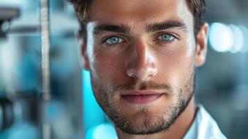 A close-up portrait of a young Austrian male engineer photo