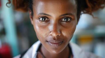 Close-up portrait of a young Tigray female doctor. photo