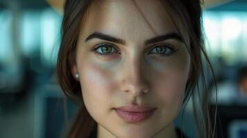 Close-up portrait of a young Romanian female manager photo