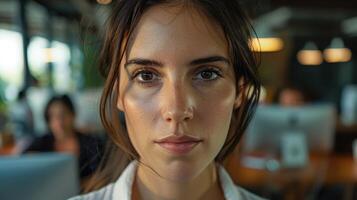 Close-up portrait of a young Spanish female manager photo