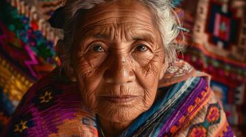 Close-up portrait of an elderly female. photo