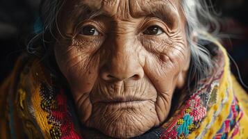 Close-up portrait of an elderly female. photo