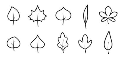 Simple Line Art Leaf Icons Set vector