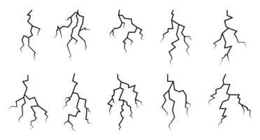 Lightning Bolt Set with Various Designs vector
