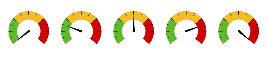 Set of Gauge Meters Showing Different Levels vector