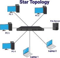 Star topology diagram is a type of network topology illustration vector