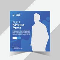 Digital marketing agency creative and corporate social media post design template that says grow your business on it vector