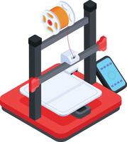 Isometric 3D Printer with Smartphone Control vector