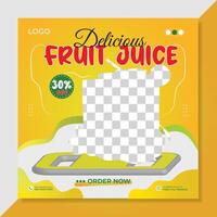 Delicious Fruit Juice Social Media Post design Template. Product Social Media Post design for Ads . vector