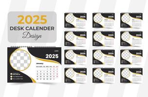 abstract modern new year 2025 desk calendar design template.2025 Desk Calendar Template Design,. Twelve page Desk calendar design for 2025. Desk calendar vector