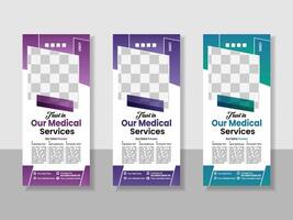 Medical Roll-Up Or Dl Flyer And Rack Card Design Template For Your Business. vector