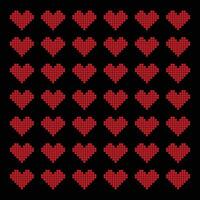 Red pixel heart on a black background. Love card concept. Saint Valentine's Day. vector
