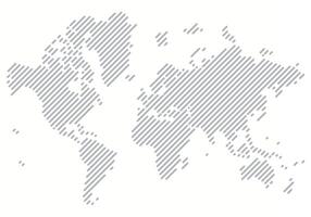 Stylized world map made of diagonal lines. World map in a simple form made of lines. vector