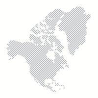 Stylized map of North America from lines. Map of North America in simple composed of lines. vector