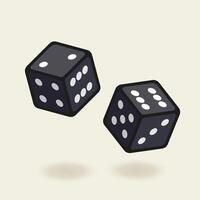 Illustration of black dice tossed in the air. Dice in simple style. vector