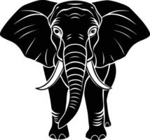 an elephant is shown in black and white on a white background vector
