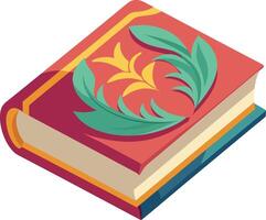 an illustration of a book with a leaf design vector