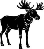 a black and white drawing of a moose vector
