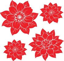 four red flowers on a white background vector