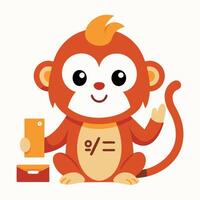 Finger Monkey learns kawaii vector