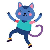 Flat-Headed Cat dancing kawaii vector
