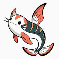 Flathead Catfish fish play kawaii vector