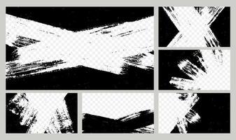 Grunge brush banners. channel banner with overlay textured border. Cover design template with hole for multimedia player. Abstract mess poster for social media. concept vector