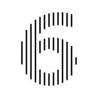 Number 6 Logo Icon Geometric Vertical Stripe Lines vector
