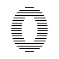 Number 0 Logo Icon Geometric Horizontal Stripe Lines vector