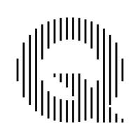 Letter Q Initial Monogram Logo Icon Geometric Vertical Stripe Lines vector