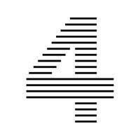 Number 4 Logo Icon Geometric Horizontal Stripe Lines vector