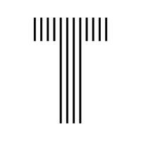 Letter T Initial Monogram Logo Icon Geometric Vertical Stripe Lines vector