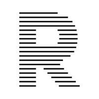 Letter R Initial Monogram Logo Icon Geometric Horizontal Stripe Lines vector
