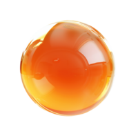 Shiny Orange Bubble on Transparent Background - Sphere Ball Bubble Round Glossy Shape Gum Object 3D png