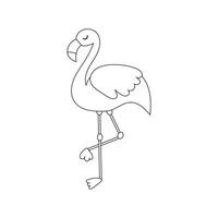 Hand drawing coloring pages for children and adults. A beautiful linear drawing for coloring with paints or pencils and creativity. Coloring book with Flamingo. vector