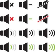 Set of volume control icons, audio sound indicators on a white background vector