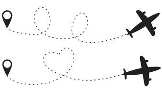 Aeroplane flight path , airplane route illustration isolated on white or transparent background vector