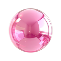 Shiny Pink Bubble on Transparent Background - Sphere Ball Bubble Round Glossy Shape Gum Object 3D png