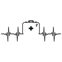 Medical kit and heartbeat line style vector