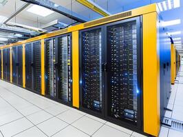 Network servers storing data in a modern data center photo