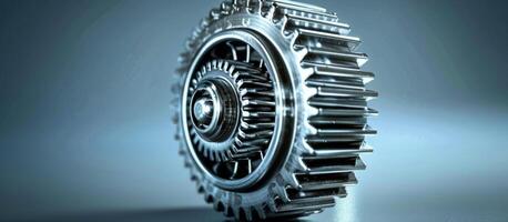 Large cogwheel rotating with smaller gear mechanism photo